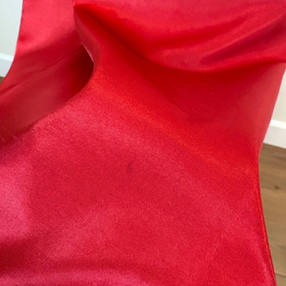 MABLE Bustier Midi Dress Womens S Red Satin A-Line Basque waist Cocktail Party - Picture 5 of 8